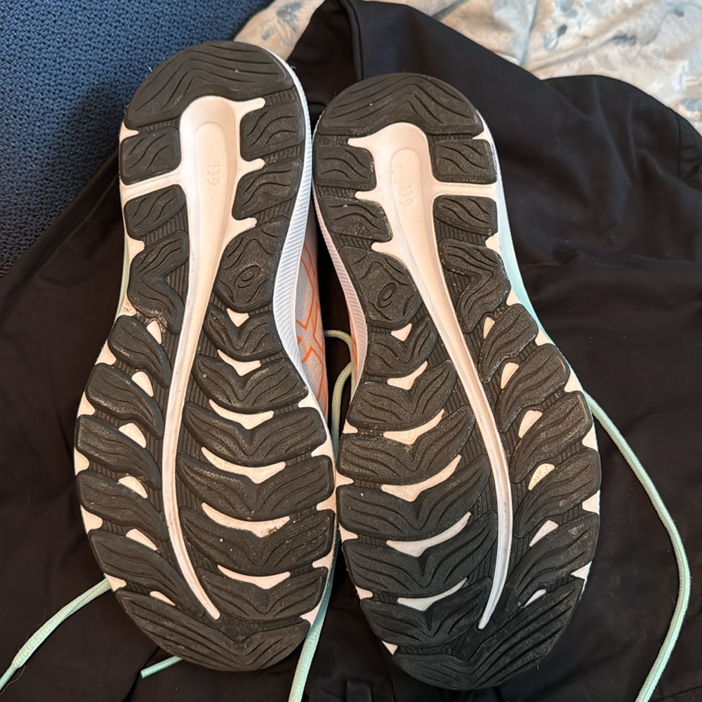 Asics White and Orange Athletic Shoes with Signature Stripe - Picture 3 of 3